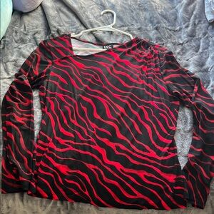 INC International Concepts Women's Red and Black Zebra Print Top